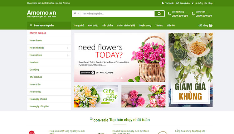 mẫu website bán hàn hoa